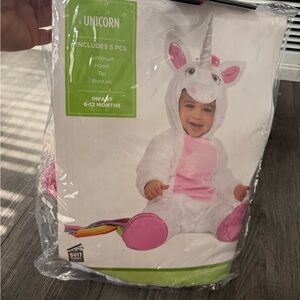 Infant Unicorn Costume - White & Pink Plush Jumpsuit